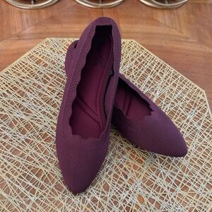 Seychelles Burgundy Scalloped Flats